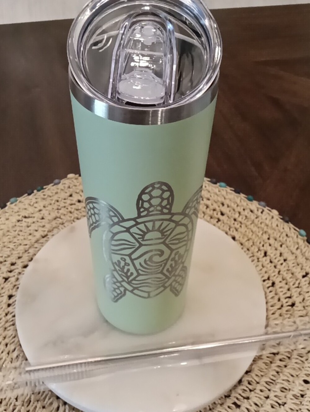 Bluemoon906 Designs & Engraved By Us. Unbreakable Skinny Tumbler W/ Straw, Brush - Picture 6 of 6